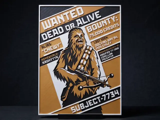 HueForge model: Chewbacca Wanted Poster - 3 Colour by LED