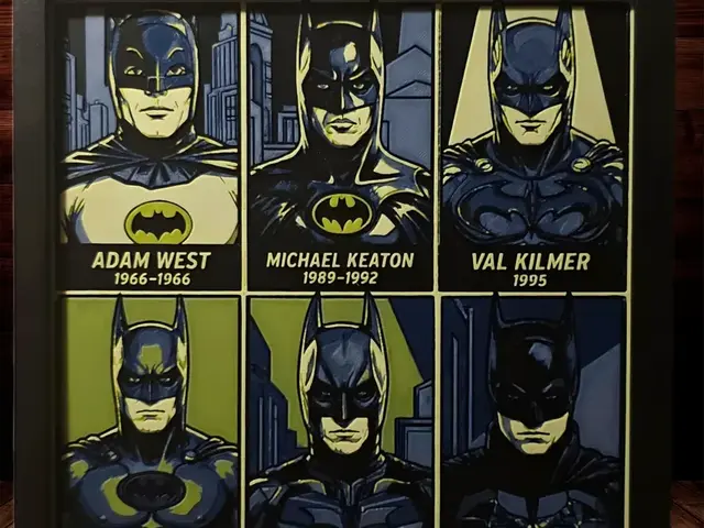 HueForge model: I Am Batman(s) - Batman (men?) - 200x200 Hueforge by Side Quest Hues