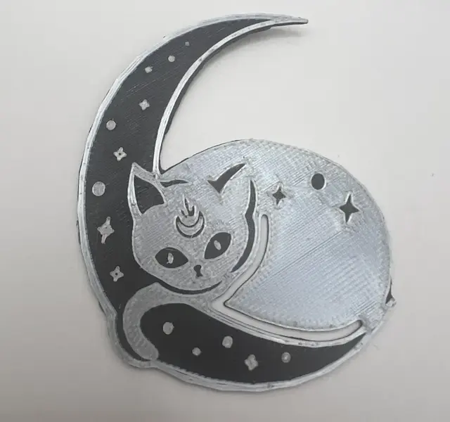 HueForge model: Celestial moon cat bookmark by Leafy