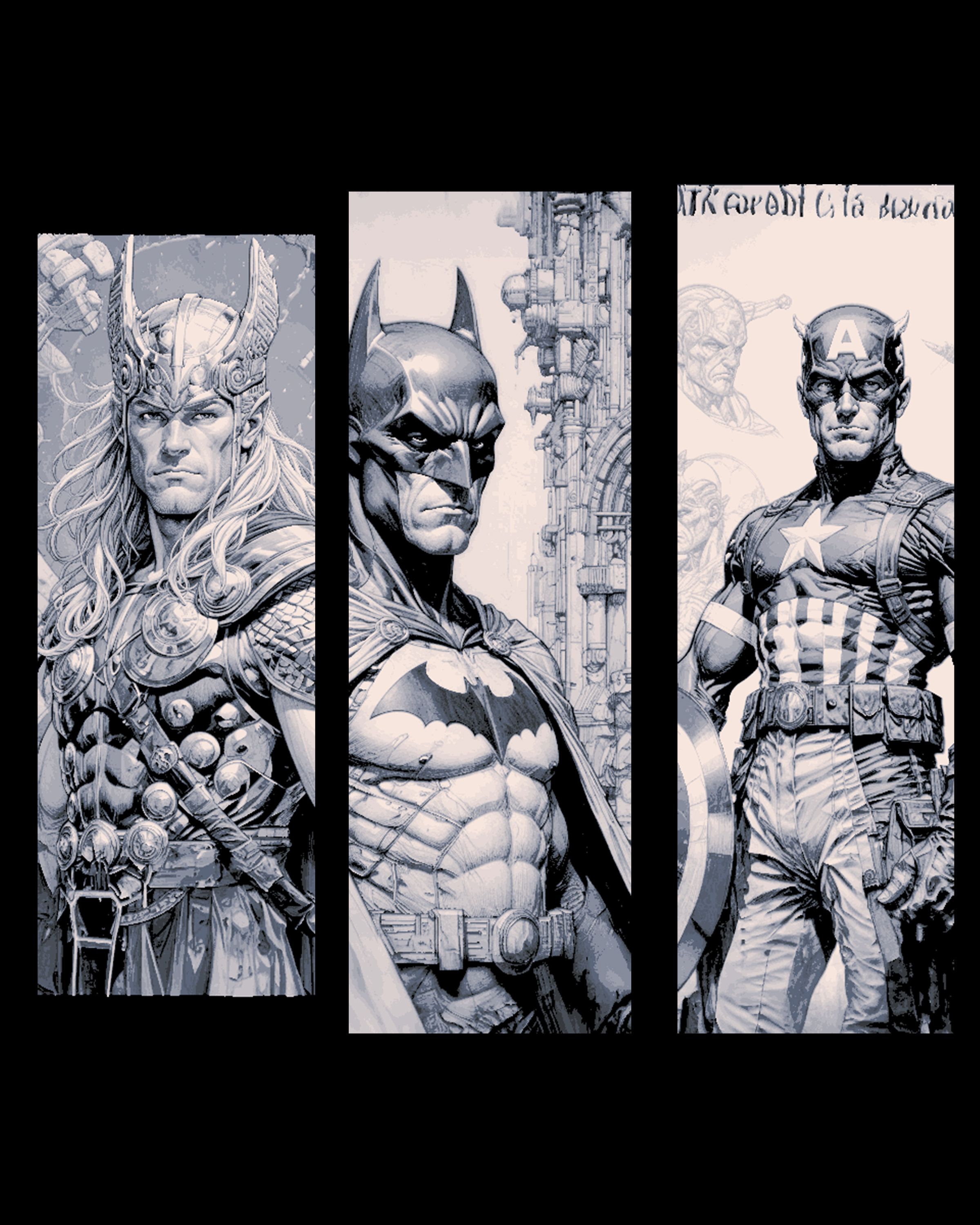 Classic Superhero Sketches - Views of the heroic worlds in Realism - Set of bookmarks by BooneCo3d HueForge model: Classic Superhero Sketches - Views of the heroic worlds in Realism - Set of bookmarks by BooneCo3d
