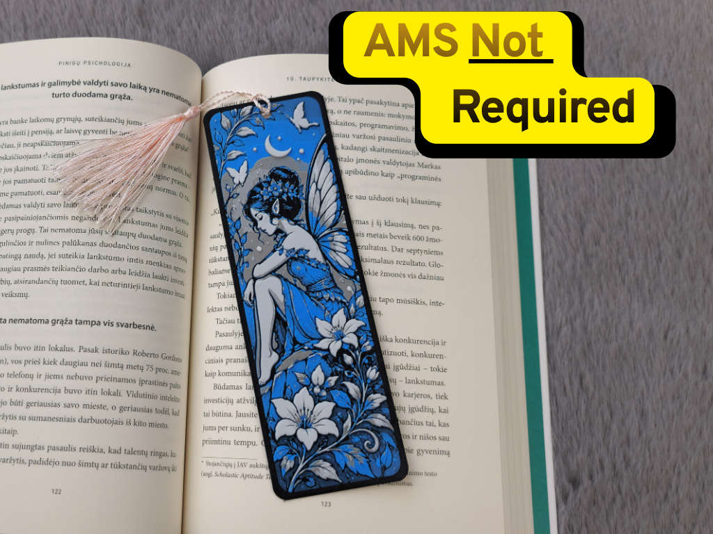 Blue Moon Fairy Floral Bookmark by 2D Wall Art HueForge model: Blue Moon Fairy Floral Bookmark by 2D Wall Art