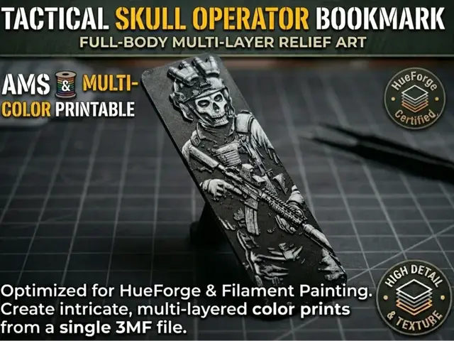 HueForge model: TACTICAL SKULL OPERATOR BOOKMARK by FYTY112