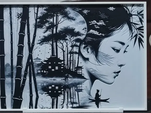 HueForge model: Double Exposure Geisha Dreams - HueForge 2 Color by BoDad