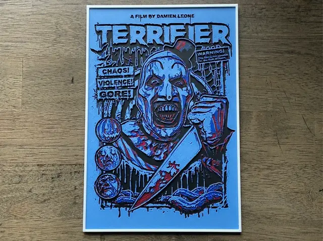 HueForge model: Terrifier (2016) Hueforge Movie Poster by NiiON
