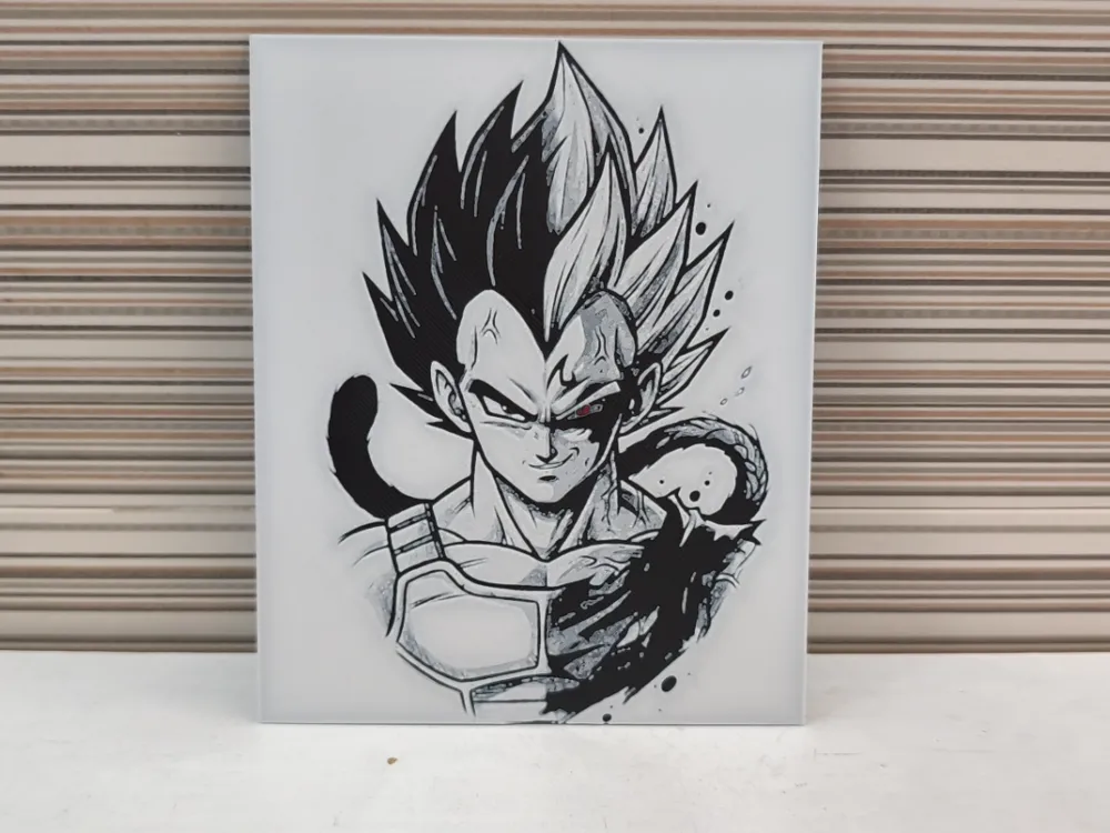 Vegeta Split HueForge – Prince of All Saiyans by Litolunar HueForge model: Vegeta Split HueForge – Prince of All Saiyans by Litolunar
