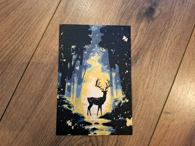 HueForge model: Golden deer in forest 100x150mm hueforge by EternalDesigns3D