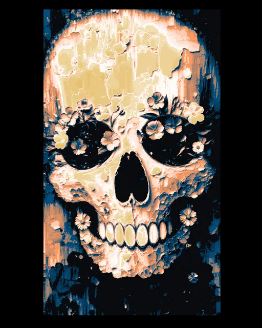 HueForge model: Even in death, life can grow - art skull hueforge design by BooneCo3d