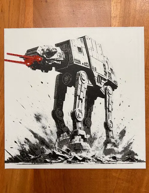 HueForge model: AT-AT Firing Red Blasters by JustBe 3D Printing