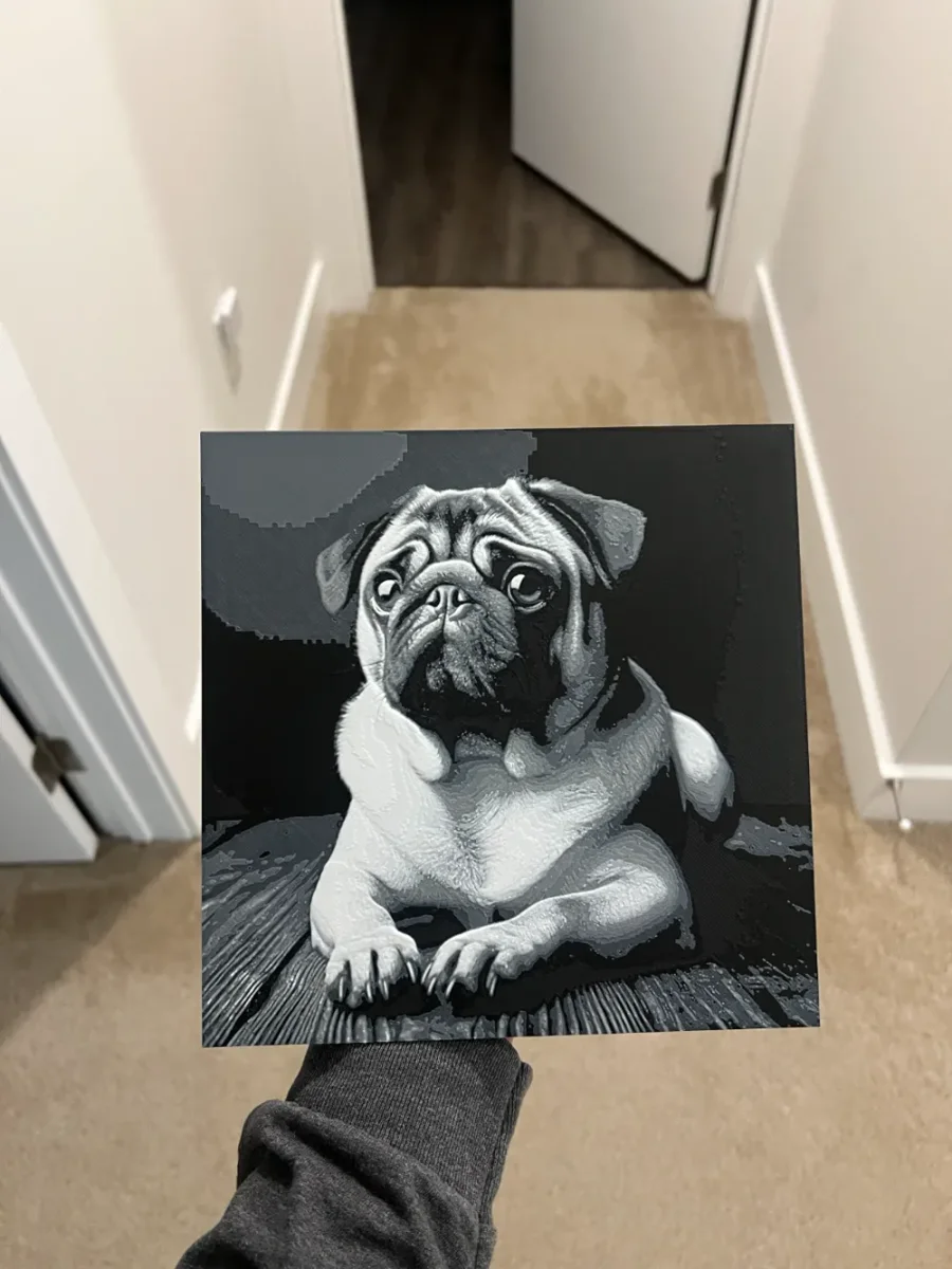 Pug Art Hueforge by RP47 Designs HueForge model: Pug Art Hueforge by RP47 Designs