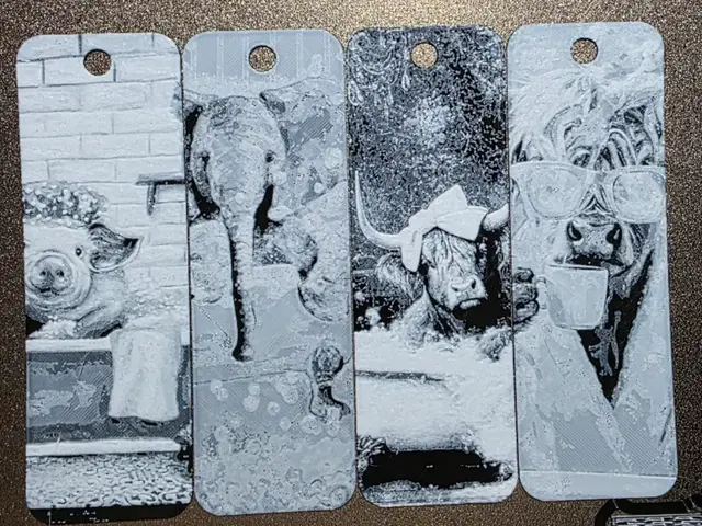HueForge model: Animal Spa Day Set of 4  Hueforge Bookmarks No AMS by AirMechDesigns