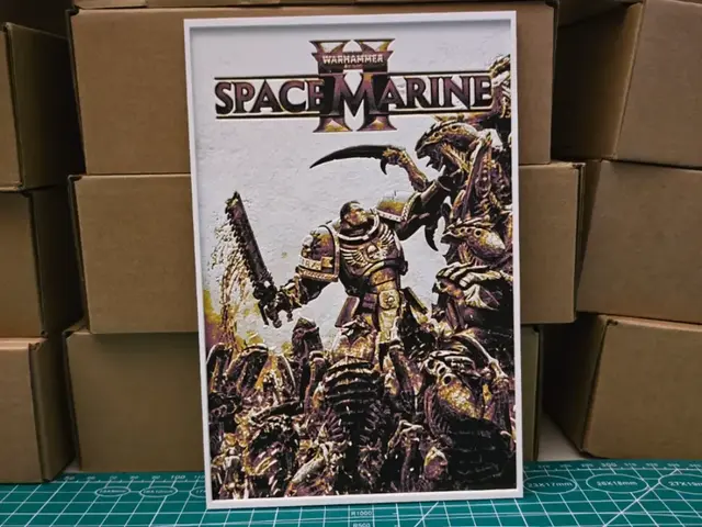 HueForge model: Warhammer 40,000 Space Marine II Poster - Hueforge by Lumpy3D