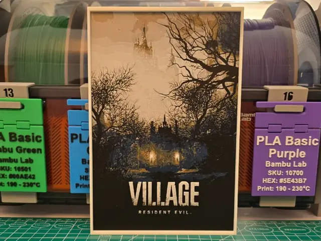 HueForge model: Resident Evil Village Poster - Hueforge Art by Lumpy3D