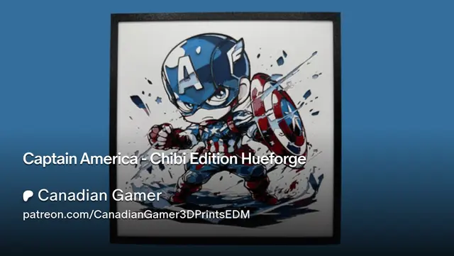 HueForge model: Captain America - Chibi Edition Hueforge by Canadian Gamer