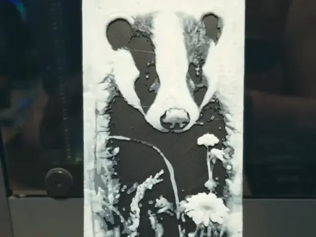 HueForge model: Black and white Badger Bookmark - Just 2 colours by 3dGlow