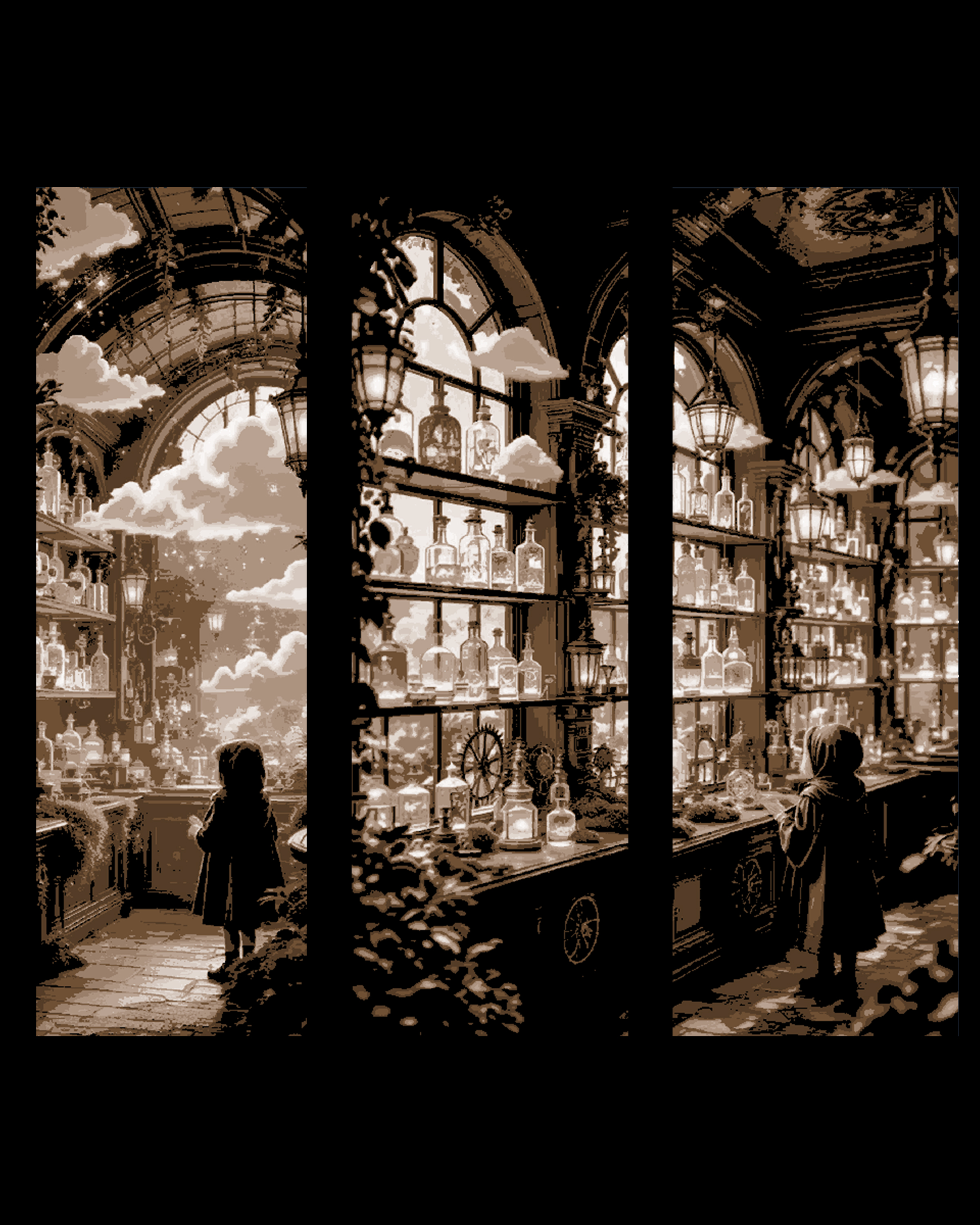 The great room of potions and remedies - Bookmark set by BooneCo3d HueForge model: The great room of potions and remedies - Bookmark set by BooneCo3d