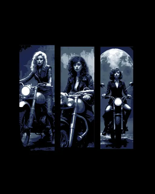 HueForge model: Biker Beauties with their Leather Jackets and Ride - Set of 3 Bookmarks by BooneCo3d