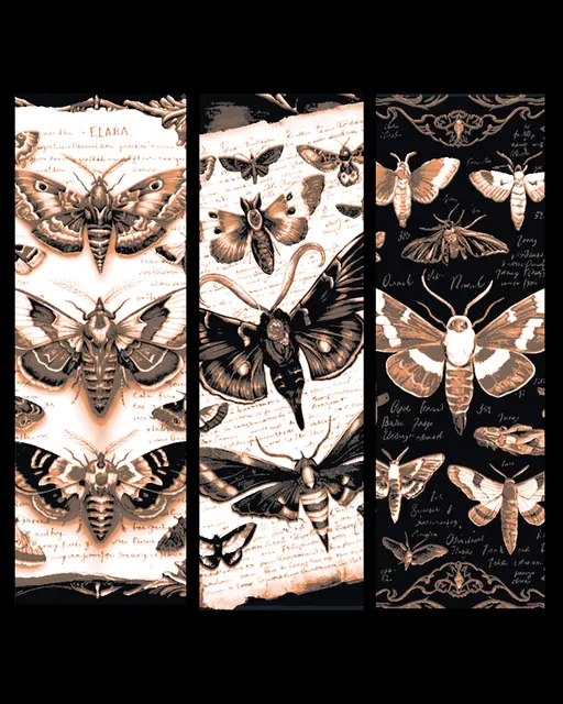 HueForge model: Fantasy Journal Pages on the Study of Magical Moths - Set of Bookmarks by BooneCo3d