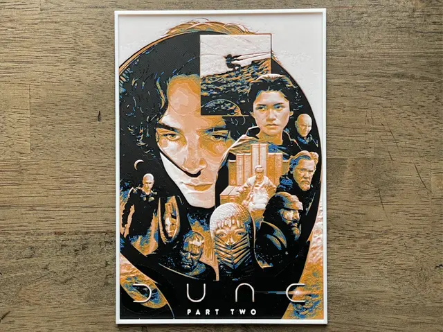 HueForge model: Dune: Part Two (2024) Hueforge Movie Poster by NiiON