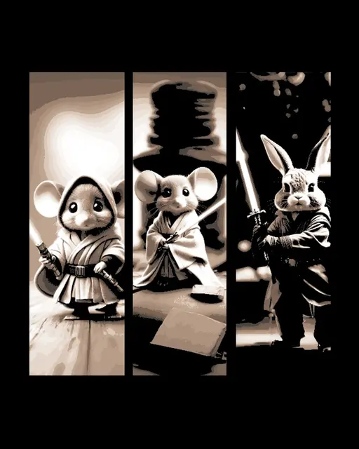 HueForge model: The Force is strong with even the Littlest Ones - Jedi Rabbits and Mice Set of Bookmarks by BooneCo3d