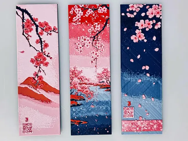 HueForge model: Bookmark Set: Cherry Blossoms Traditional by 3djd