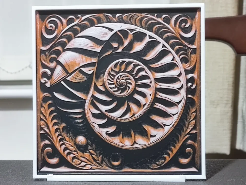 Wood Carving Nautilus - HueForge 3 Color by BoDad HueForge model: Wood Carving Nautilus - HueForge 3 Color by BoDad