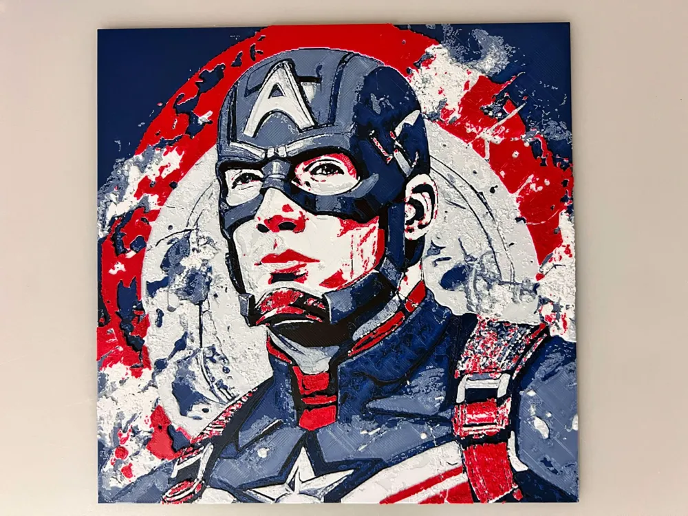 Captain America by 3djd HueForge model: Captain America by 3djd