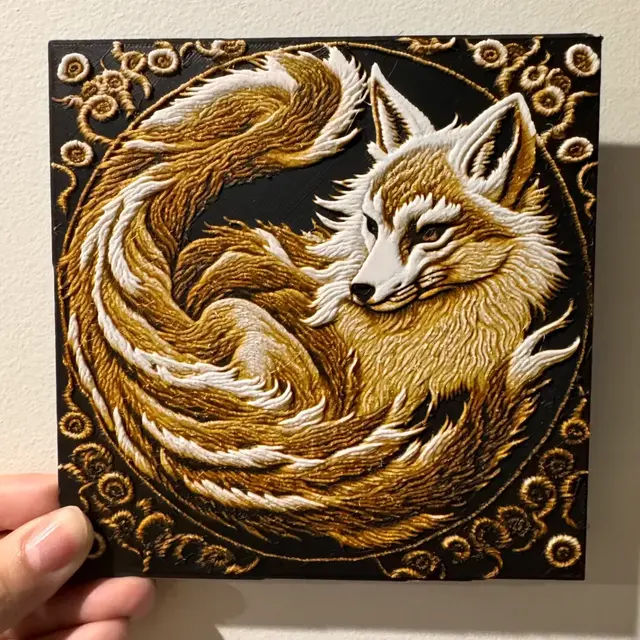 'Embroidered' Fox - HueForge Print