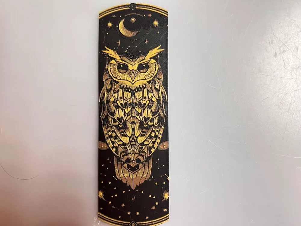 Bookmark: Celestial Owl by 3djd HueForge model: Bookmark: Celestial Owl by 3djd
