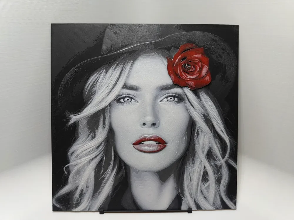 Beautiful Woman with Rose - Hueforge by BeaN HueForge model: Beautiful Woman with Rose - Hueforge by BeaN