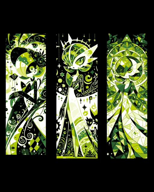 HueForge model: fanart depictions of the pokemon Gardevoir in all elegance - Set of Bookmarks by BooneCo3d