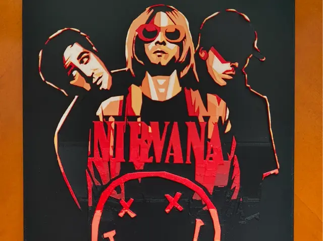 HueForge model: Nirvana Band Poster Hueforge - 5 Colours by Sarge