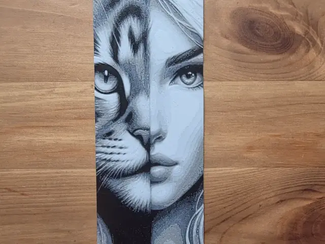 HueForge model: Half Cat Half Girl Bookmark by Morganja