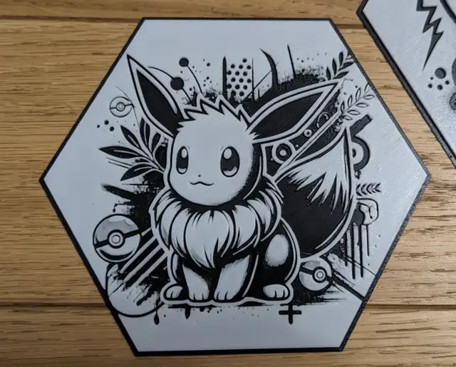 HueForge model: Pokemon Eevee Evoli Hueforge Hex Hexagon by Seb3D