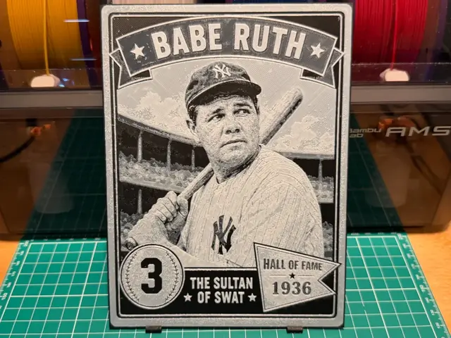 HueForge model: Babe Ruth Vintage Baseball Card by liv_3d