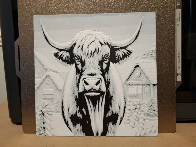 Highland Cow Candycane Village 2 colour - hueforge