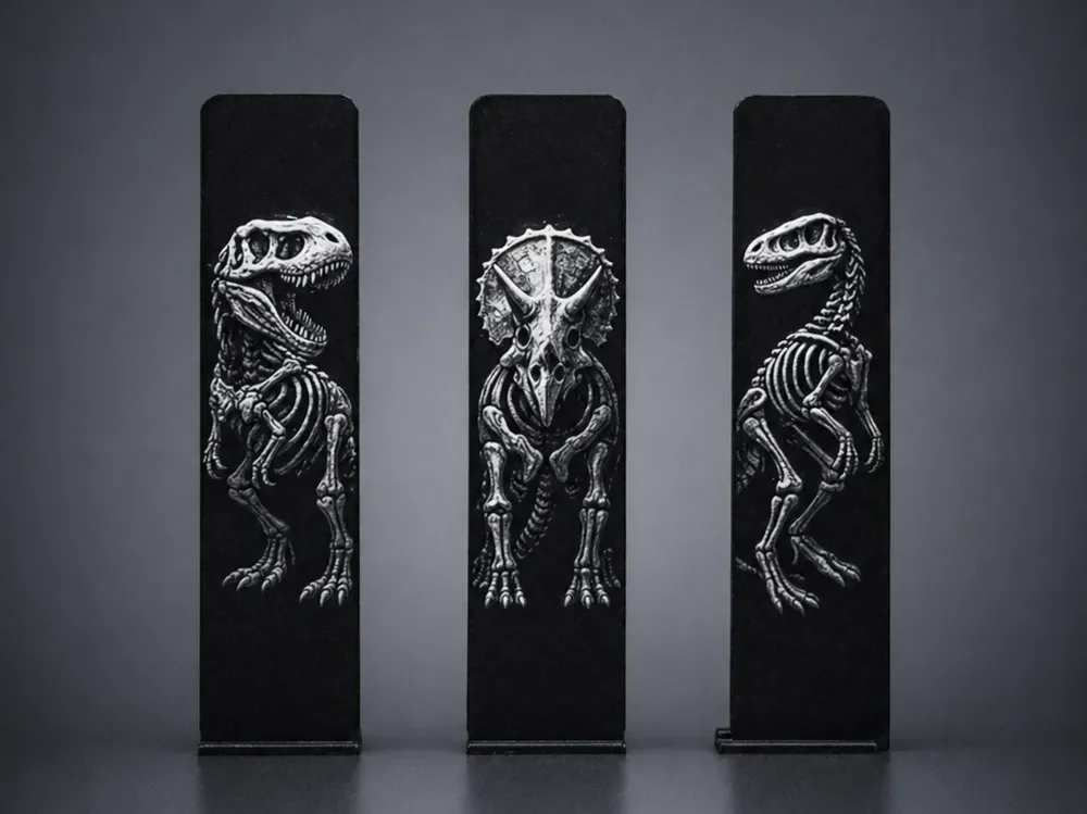 Dino Bookmarks (Set № 1) - Spooky Skeleton Edition by Aleksandr HueForge model: Dino Bookmarks (Set № 1) - Spooky Skeleton Edition by Aleksandr
