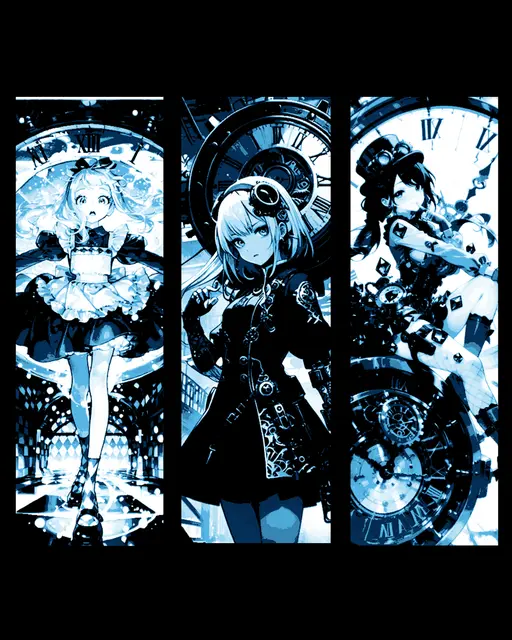 HueForge model: More time or less time? - Anime Girls and Clocks - Set 2 of Bookmarks by BooneCo3d