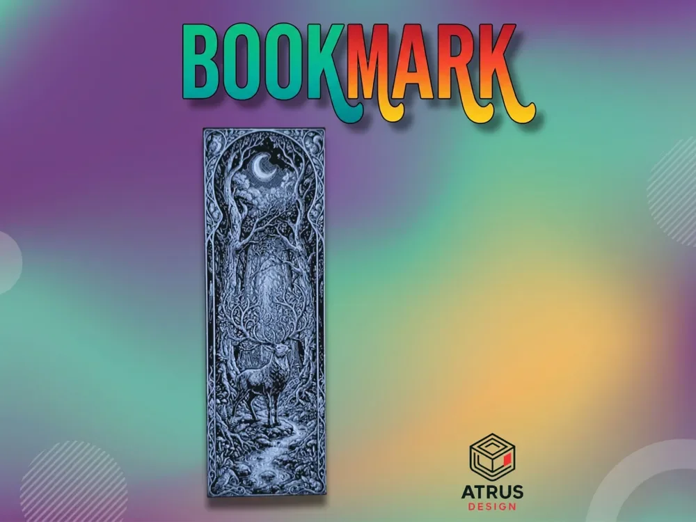 Deer Moon Bookmark by Atrus Design HueForge model: Deer Moon Bookmark by Atrus Design
