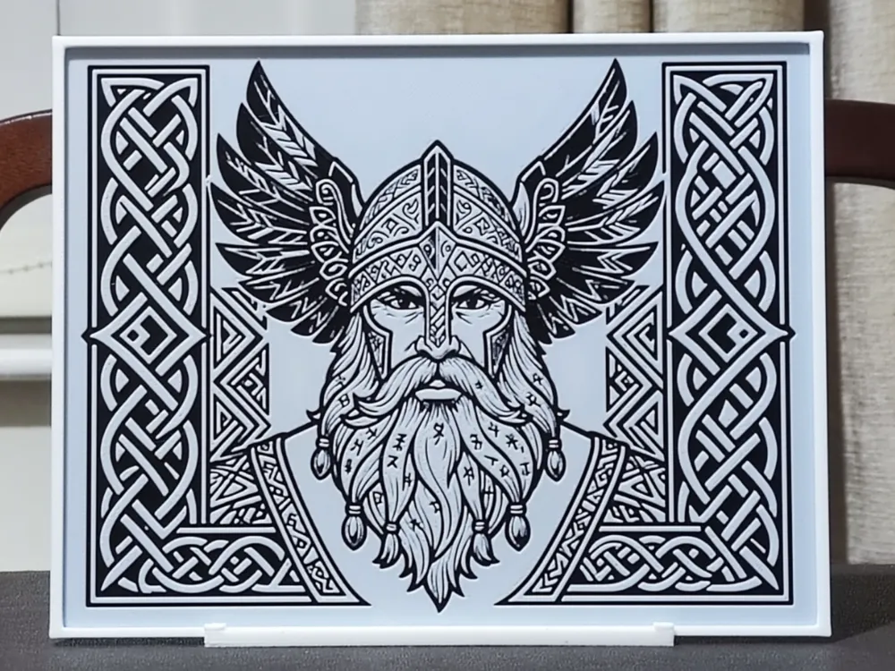 Viking Line Art - 2 Color HueForge by BoDad HueForge model: Viking Line Art - 2 Color HueForge by BoDad