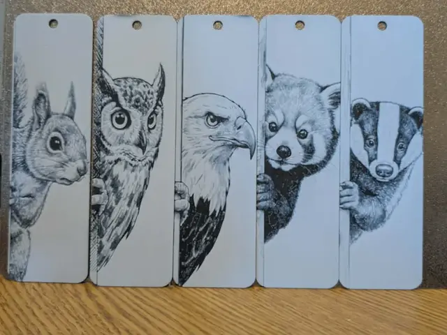 HueForge model: Set of 5 peeking forest animal bookmarks by 3dGlow