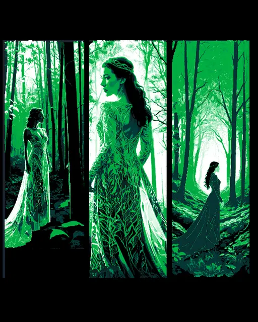 HueForge model: The Lady of the Forest Walking amongst the Trees - Set of 3 Bookmarks by BooneCo3d