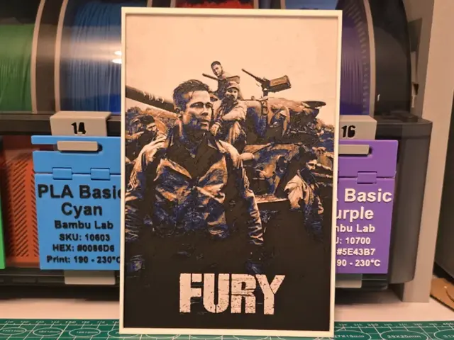 HueForge model: Fury Movie Poster - Hueforge Art by Lumpy3D