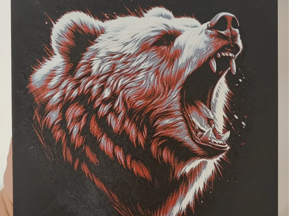 Vicious Bear in Red - Hueforge by BeaN HueForge model: Vicious Bear in Red - Hueforge by BeaN