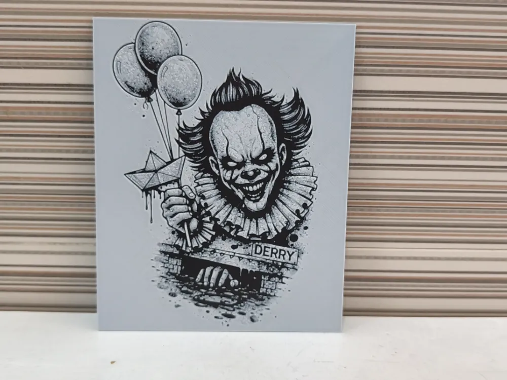 Pennywise HueForge – Welcome to Derry by Litolunar HueForge model: Pennywise HueForge – Welcome to Derry by Litolunar