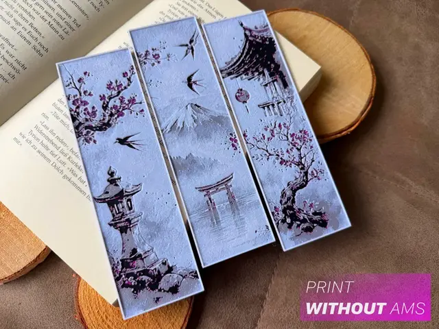 HueForge model: Cherry Blossom Tree 3-Piece Set - Triptych Bookmarks by Loupes
