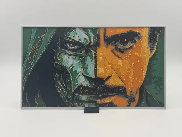 HueForge model: Doctor Doom Tony Stark Split Portrait by Thadius