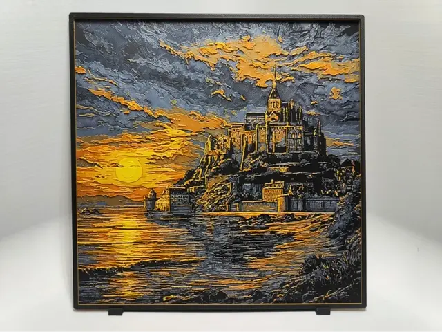 HueForge model: Mont Saint-Michel Sunset - Hueforge by BeaN