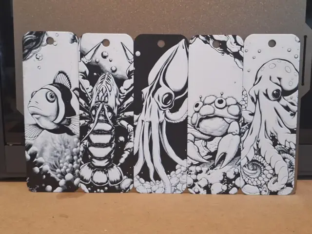 HueForge model: Set of 5 Marine Life Bookmarks  - 2 COLOURS by 3dGlow