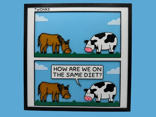 HueForge model: Cow and Horse Cartoon - Twonks by Canadian Gamer