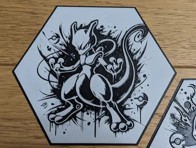 HueForge model: Pokemon Mewtwo Hueforge Hex Hexagon by Seb3D
